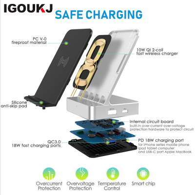 Freeshipping Cellphone Charger Qi Fast Charging PAD Phone Accessories Support QC 3.0 and PD  Wireless Charger