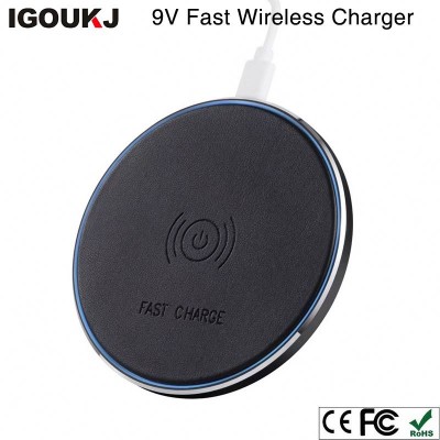 Free shipping light color round shape qi fast wireless charger for samsung s8 s9 for iphone X 8 quick charging pad