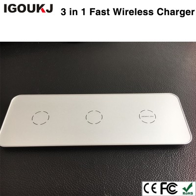 3 in 1 Qi Wireless Charger for iphone X fast portable charging station for Samsung phones charging pad for watch